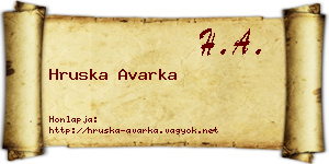 Hruska Avarka névjegykártya